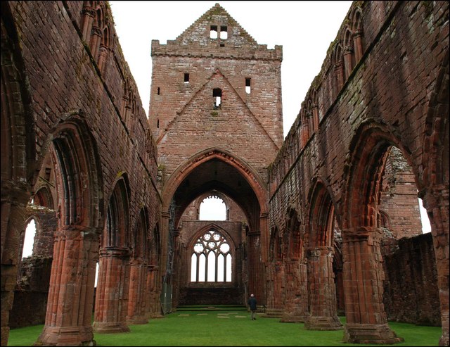 Inside of a ruined abbey