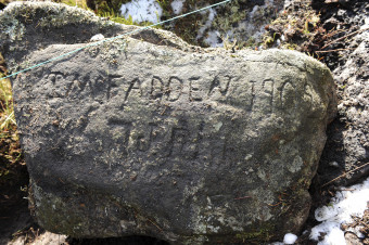 Thirl stanes in Heathdale/ Woodmuir Forest near Wilsontown/Breich. Archaeologists, Forestry staff and volunteers who are uncovering stones that date back to 1855. The stones have carved initials of couples who were soon to be wed all of those years ago! The project is in partnership with Dig It! 2015 and Forestry Commission.