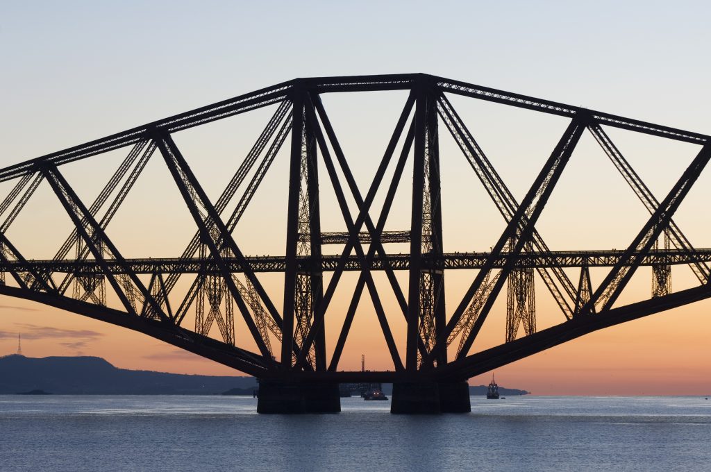 The Forth Rail Bridge at dawn