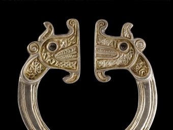 Pictish silver-gilt penannular brooch with animal-head terminals, from St Ninian's Isle, Shetland, 8th century AD
