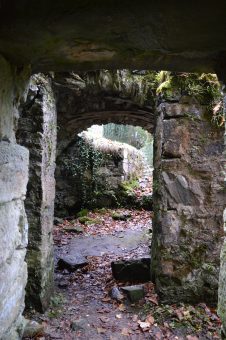 Photo of a passageway in a ruined castle.