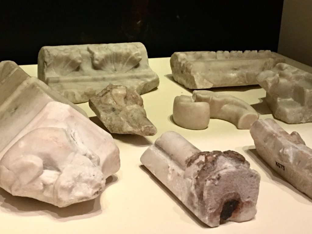 Photo of alabaster fragments from a tomb.