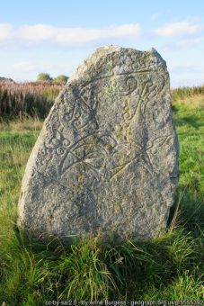 Standing stone with circles on it