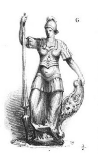 Drawing of a statue of a goddess