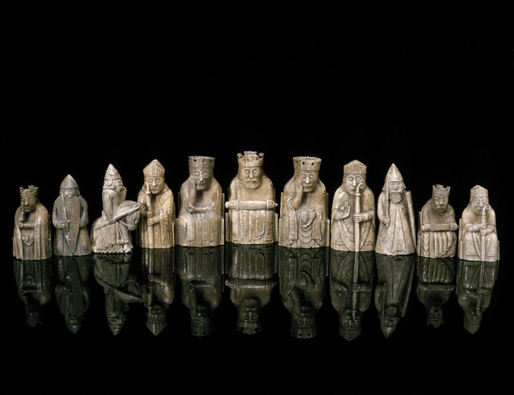 Elaborately carved chess pieces