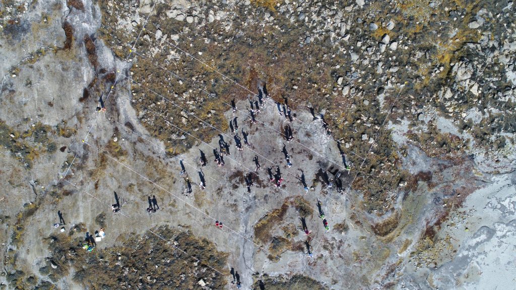 Aerial photo of shadows on a beach