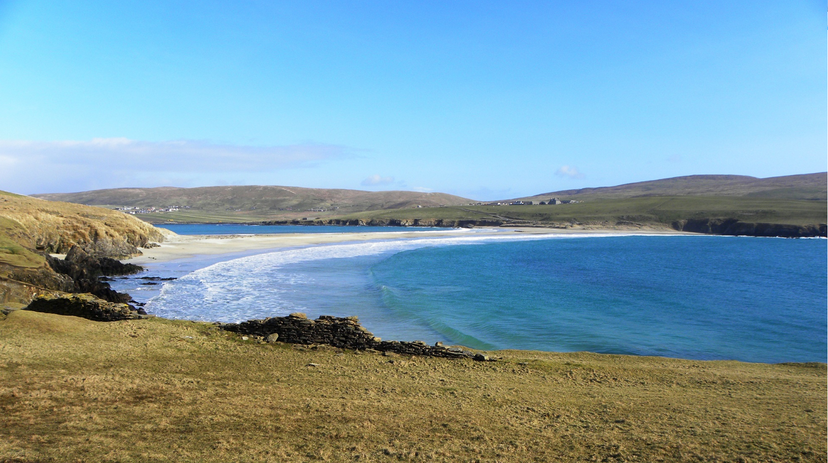 Strip of beach connecting two pieces of land