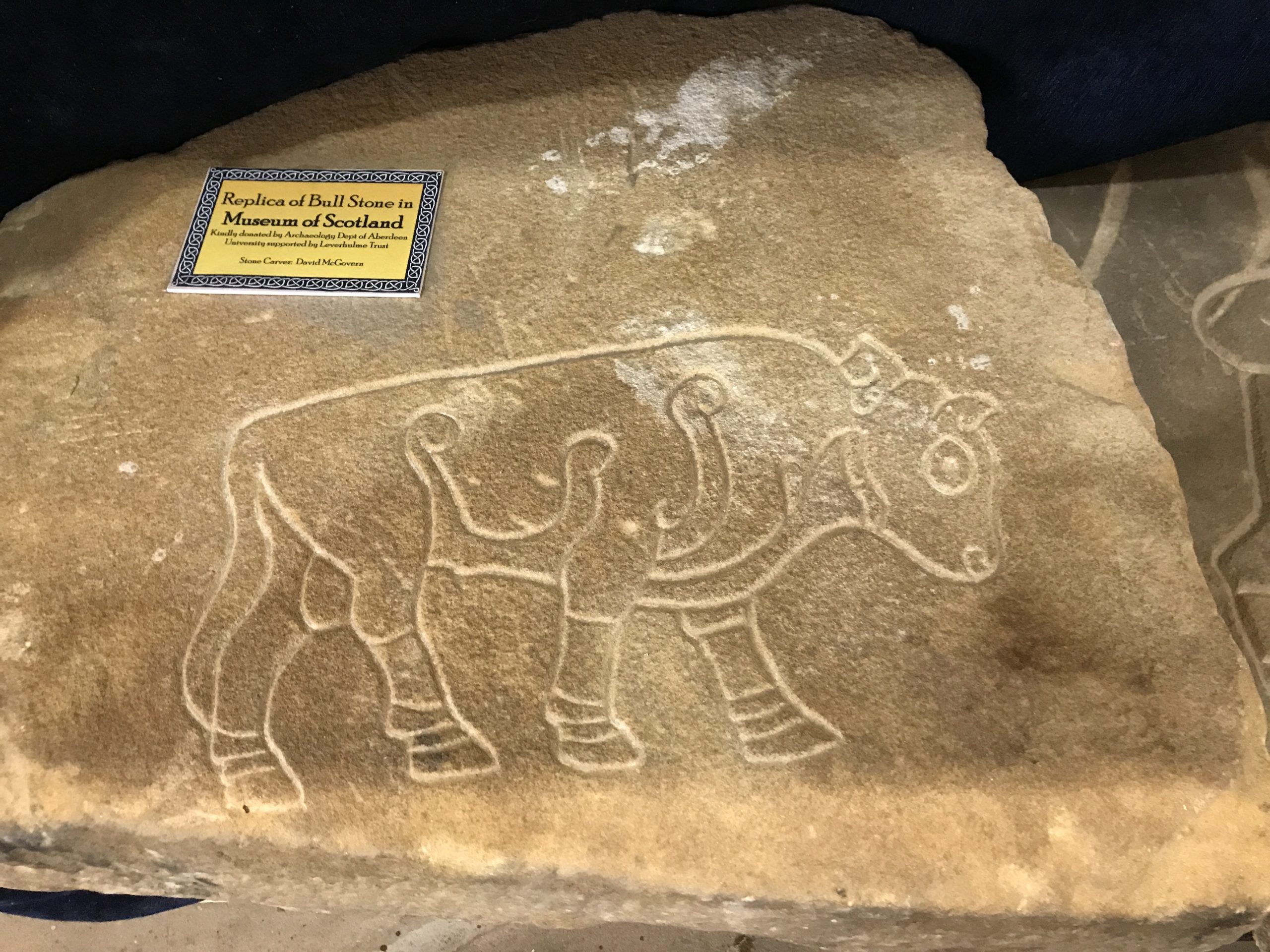 Photo of a carved stone depicting a bull.
