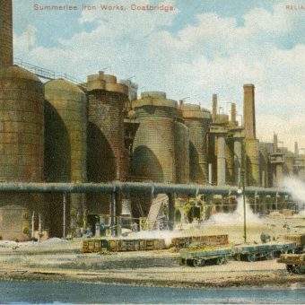 Header Image: The Summerlee Iron Works, seen in a picture postcard from the early 1900s. In the foreground you can see the Gartsherrie Branch of the Monkland Canal.