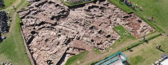 Aerial view of a dig