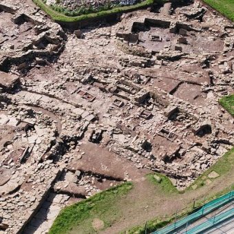 Aerial view of a dig