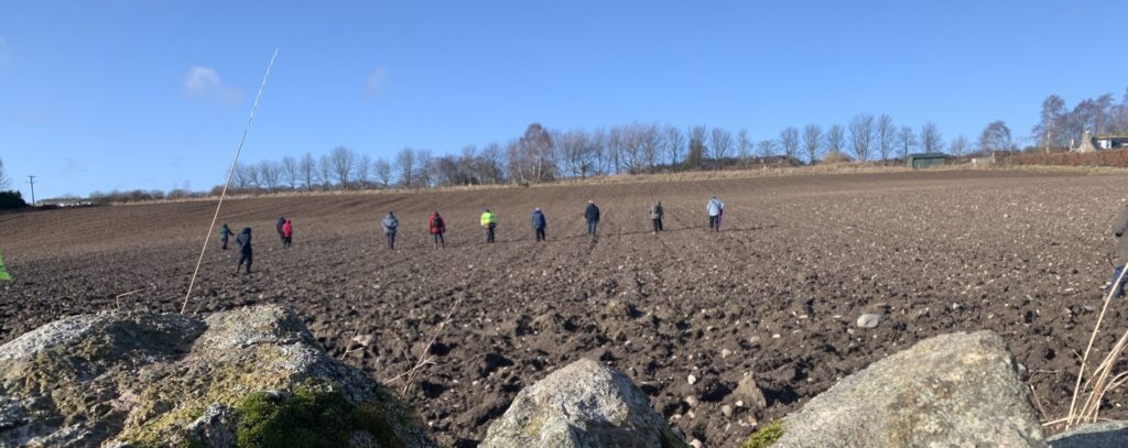 Mesolithic Deeside tend to walk fields at fairly close transects which allows more complete coverage of the field but can be slow (Image credit: Mesolithic Deeside)
