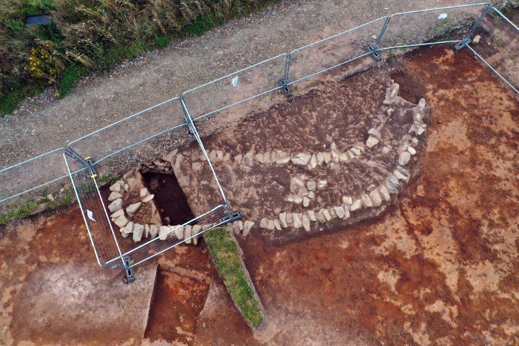 Aerial view of a stone tunnel being excavated