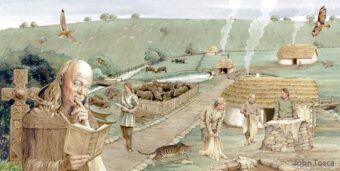 Illustration of a monastery workshop