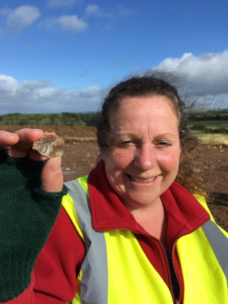 Little Wood Hill, Threave – Nickie with flint find