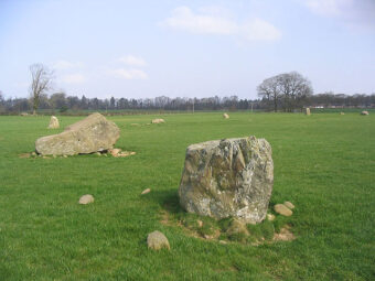 Photo of a short stone circle in a field