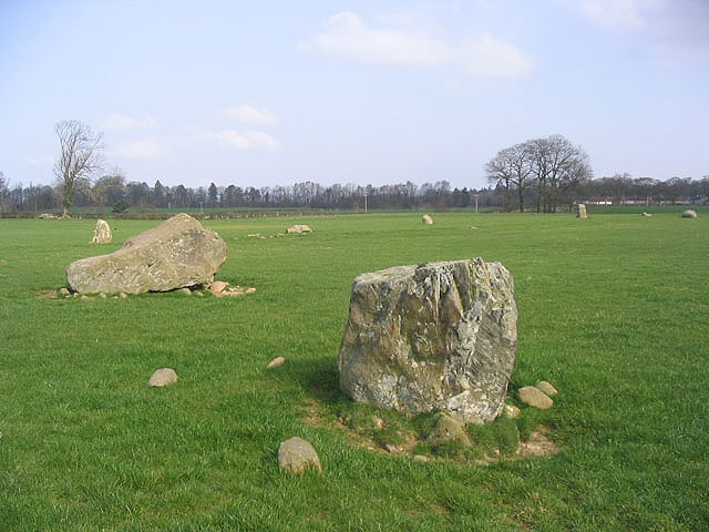 Photo of a short stone circle in a field