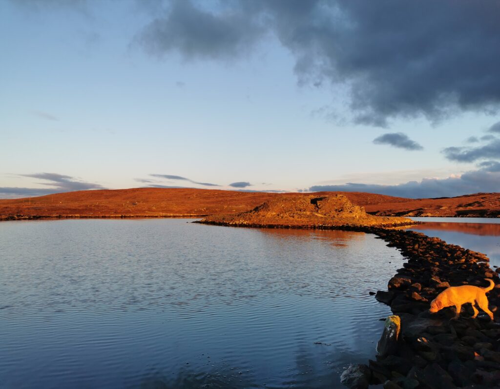 Photo of an island at sunset