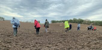 People walking in a field