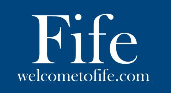 Navy blue background with white text reading "Fife welcometofife.com"
