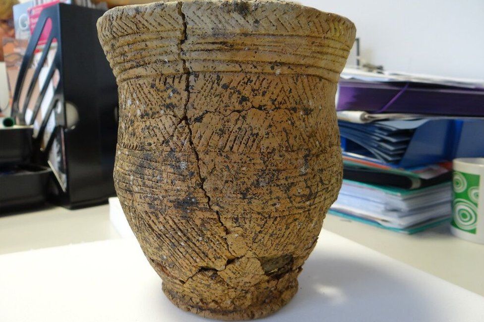 Decorated prehistoric pot