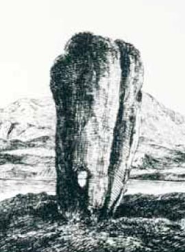 An 18th century engraving of the Odin Stone