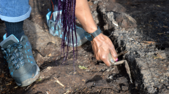 Person digging in a trench
