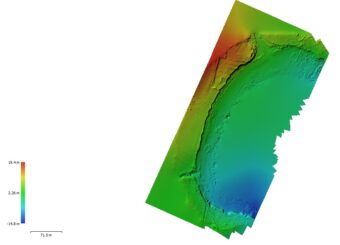 Digital model of a bay being lost to erosion
