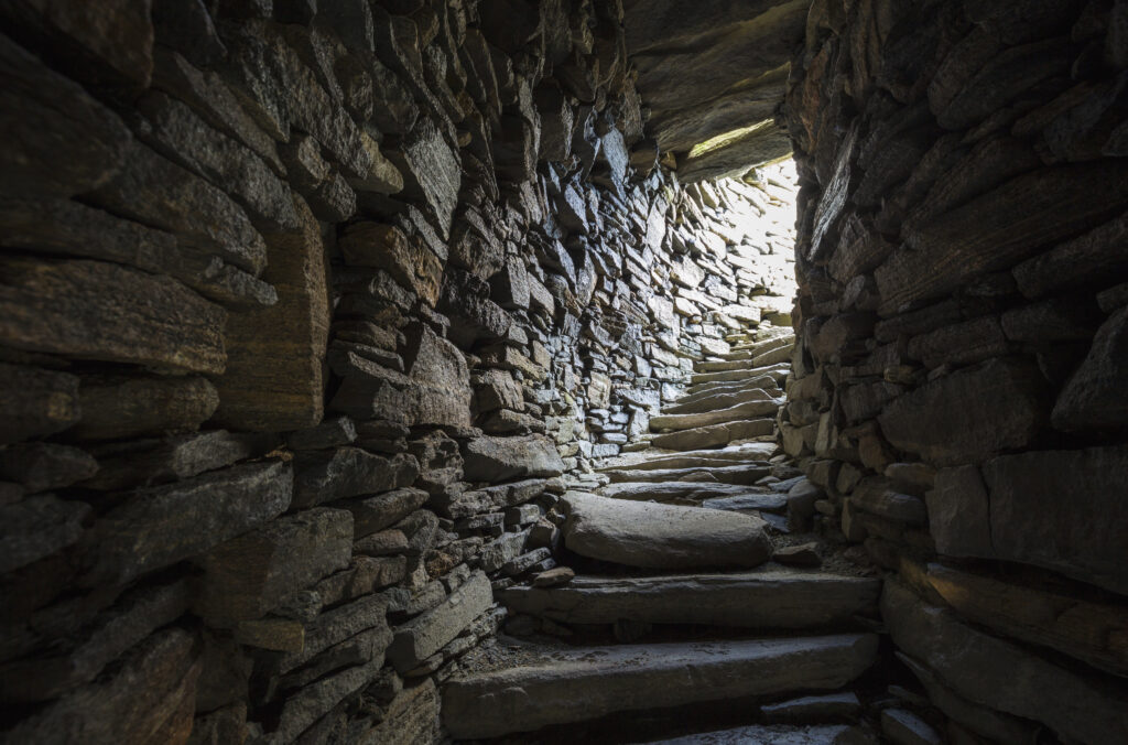 Stone stairs in a stone stairwell