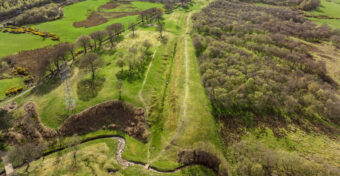 Aerial view of a large ditch