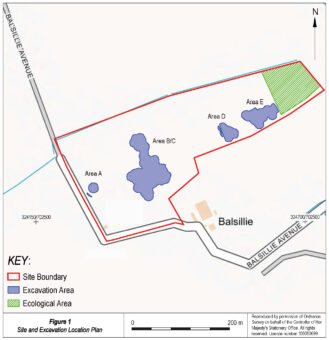 Plan showing excavation areas at an archaeological dig site