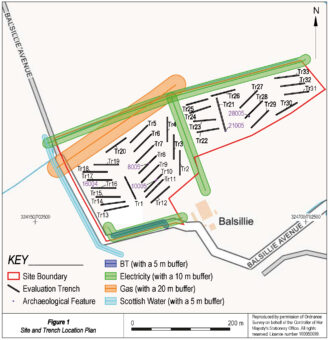 Plan showing how archaeological trenches will be carved out of the landscape