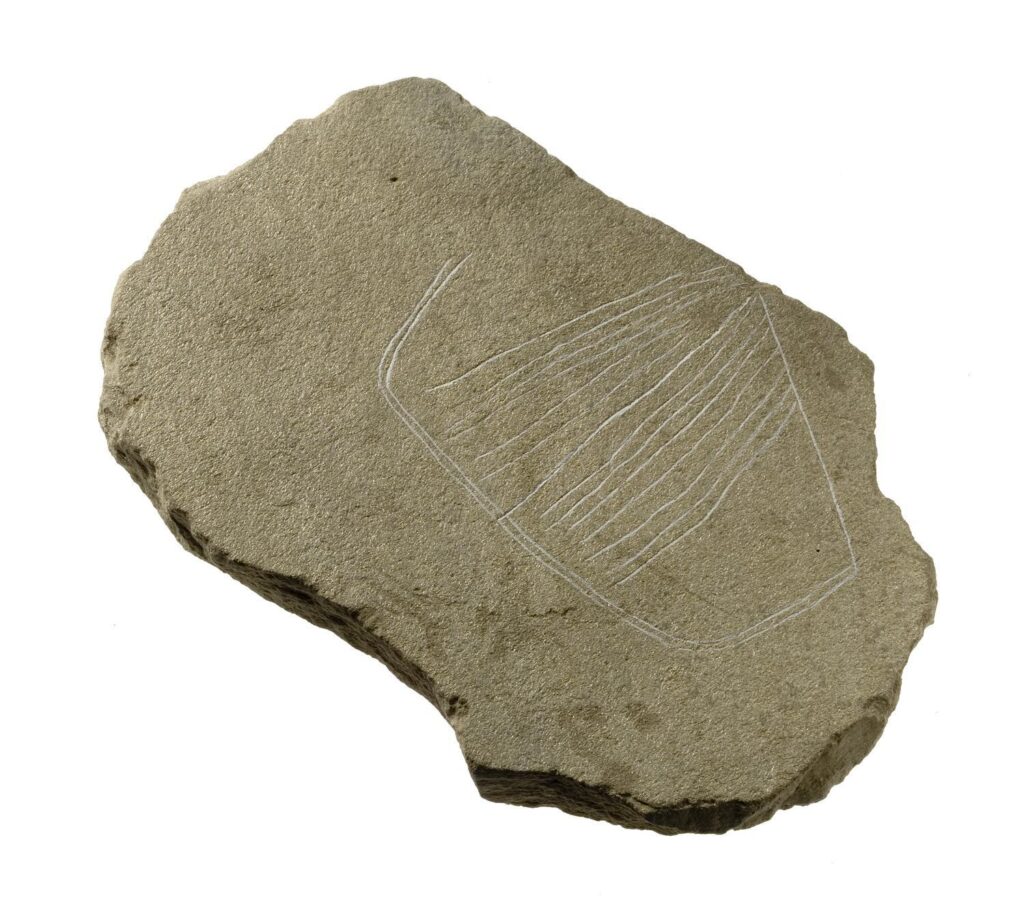 Carving of a Viking ship on a slate