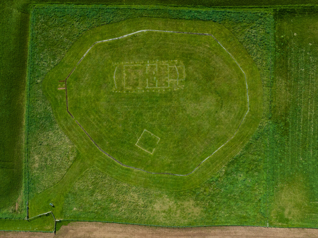Aerial photo of Doon Hill in East Lothian, taken by drone © Historic Environment Scotland