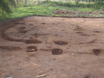 Excavated holes in the ground