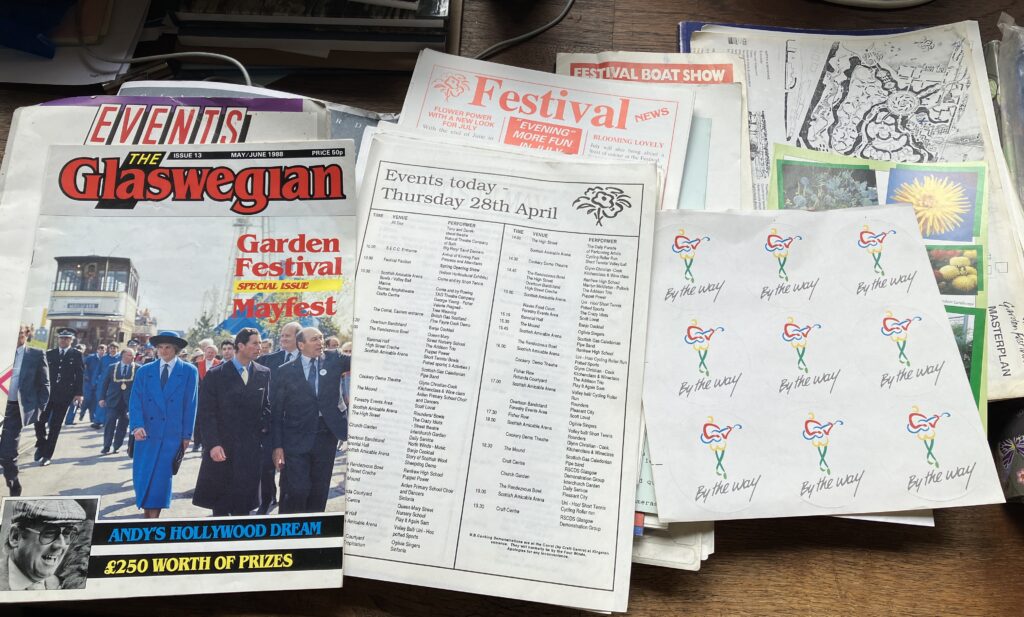 A personal archive of materials from and related to the Glasgow Garden Festival that has been donated to the After the Garden Festival project 