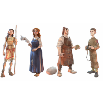 Illustration of people in historical clothing