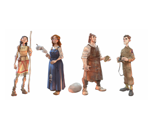 Illustration of people in historical clothing