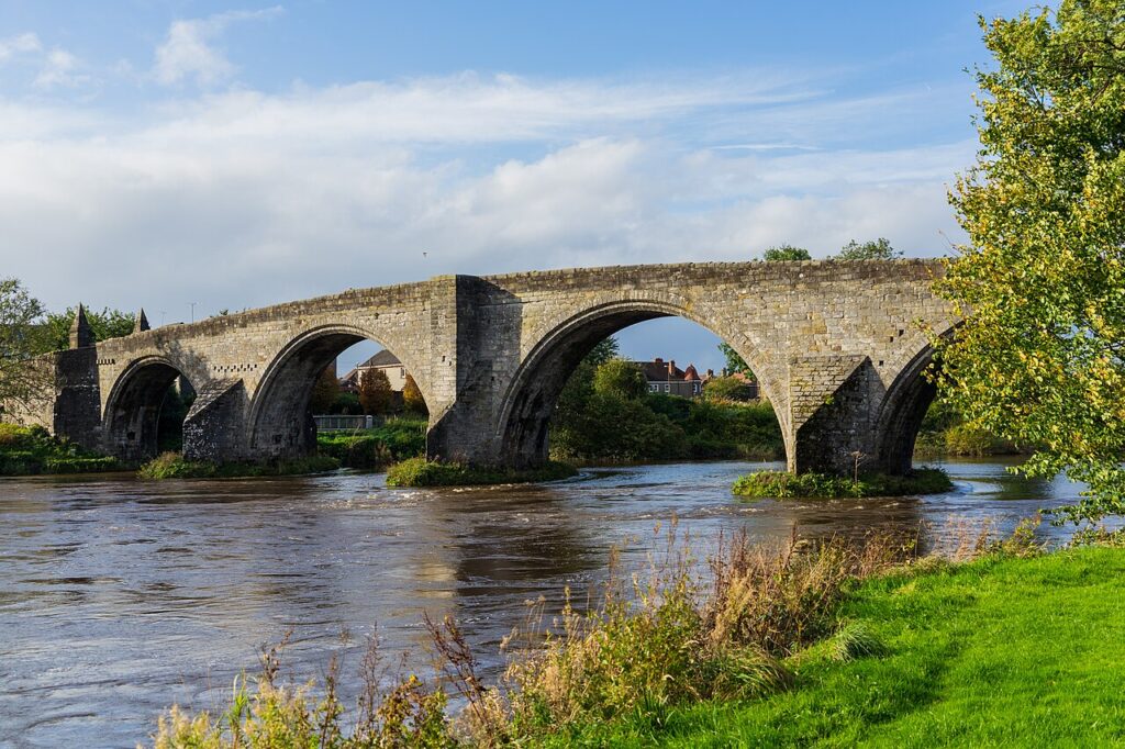 An old bridge over a river