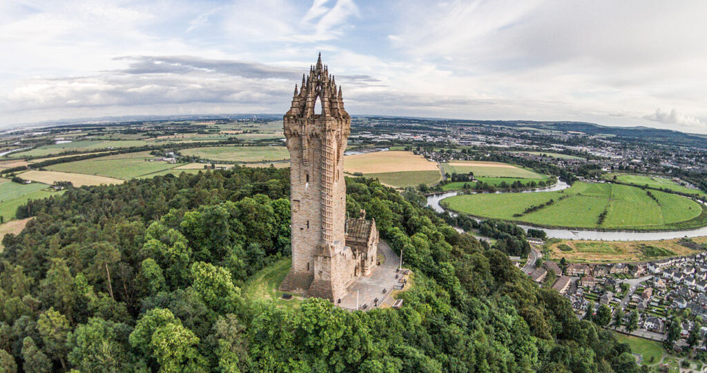 Aerial view of a large monument on a hill