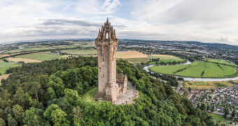 Aerial view of a large monument on a hill