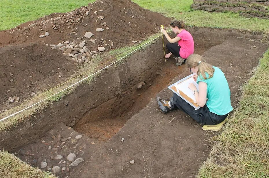 Two people in a trench