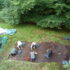Aerial photo of an archaeological trench