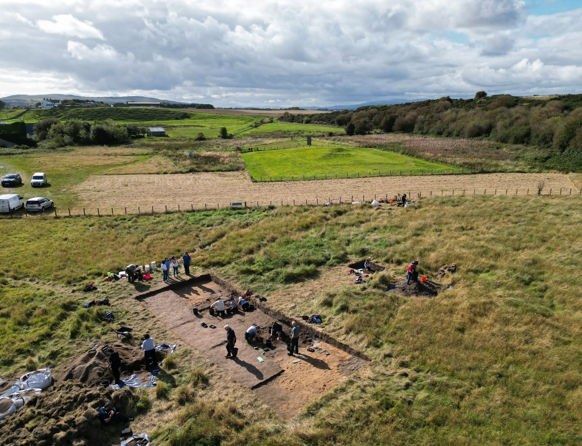 Aerial view of an excavation