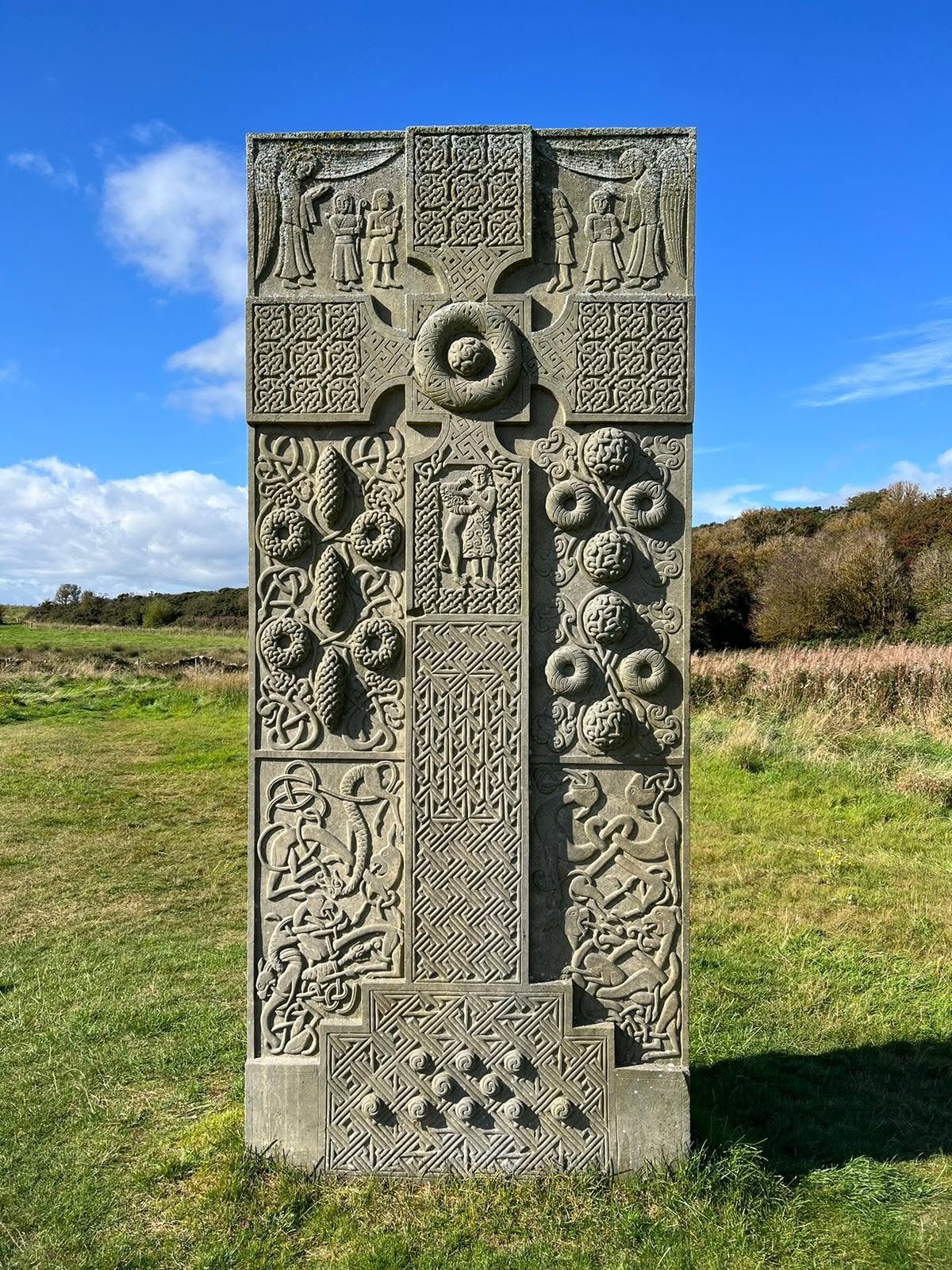 Elaborately decorated replica of a carved stone